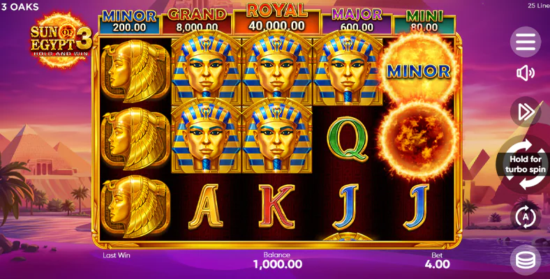 Screenshot of online pokie Sun of Egypt 3