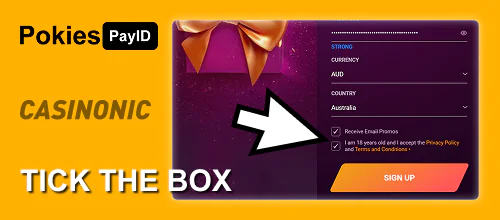 Agree to the terms and conditions of Casinonic AU