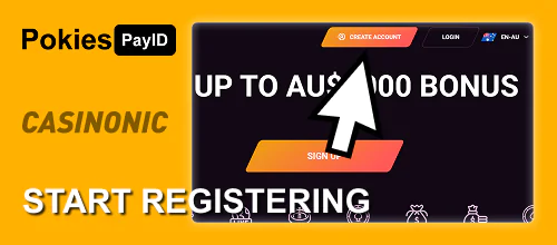 Click the Casinonic AU registration button